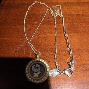 Origami owl Necklace and locket and two charms